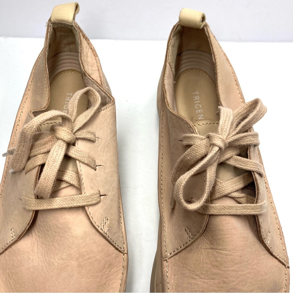 Clarks Women's Trigenic Leather Sneakers Shoes 8.5 M Flex Nude Nubuck Casual - Picture 11 of 15